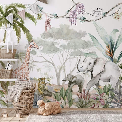 Mural ~ANIMALES EN LA JUNGLA~