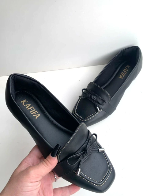 Kafifa KP. 25 - Silvia - Mocassim com Lacinho Preto - BQ305PT