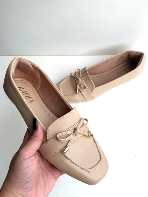 Kafifa KP. 25 - Silvia - Mocassim com Lacinho Bege - BQ305BG