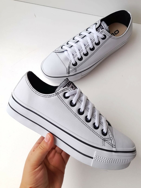 Old Star 23 - Star - Tênis de Couro Sintético com Sola Alta Branco - TS950BR