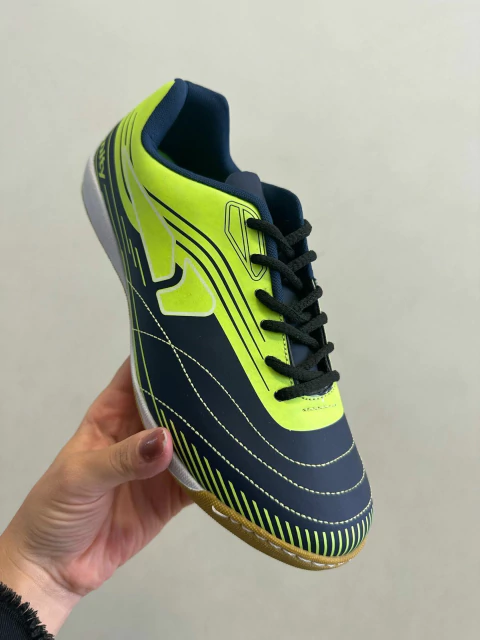 Onity 23 - Chuteira Futsal Indoor Azul Marinho / Verde Lima - C12FAZ