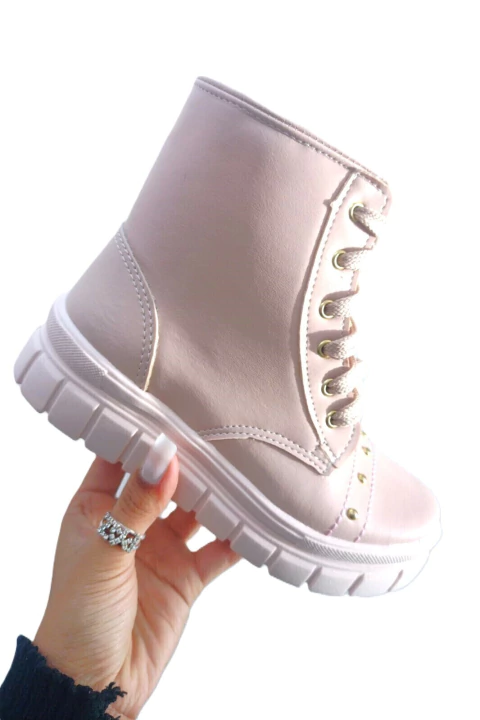 Stilo Rosé 23 - Mily - Bota Coturno Infantil com Taxinhas Rosé - FP2533RO
