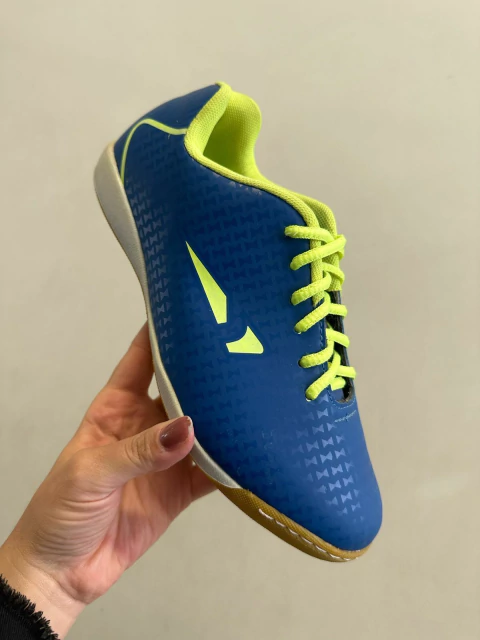 Onity 22 - Chuteira Futsal Indoor Azul Royal Verde Lima - C17FAZ