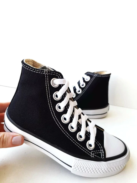 Old Star 23 - Star - Tênis Infantil de Lona Botinha Cano Alto Preto - TS2300PT