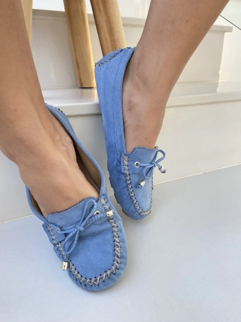 Kafifa KP. 23 - Luciana - Mocassim com Lacinho Azul Claro - MC31AZC