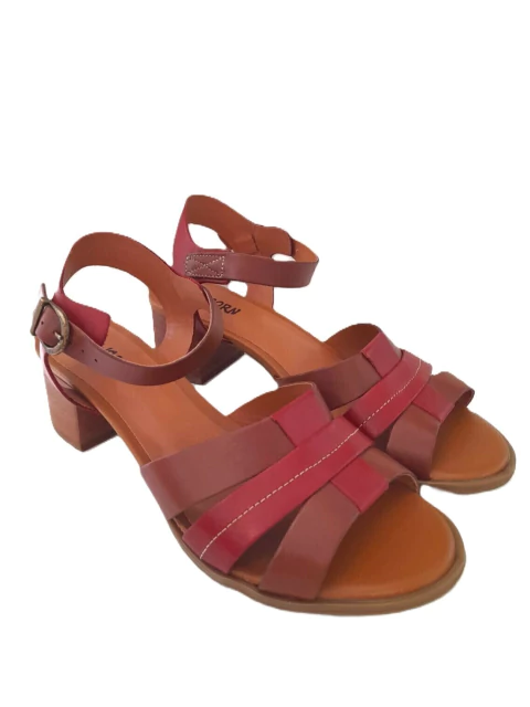 Newborn 24 - Carlota - Sandália de Couro Legítimo Marrom Vermelho - 8006VE - comprar online