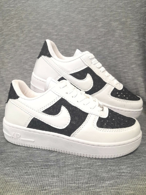 Nike H. 25 - Tênis Air Force Branco e Preto com Glitter - N218BRPTG - comprar online