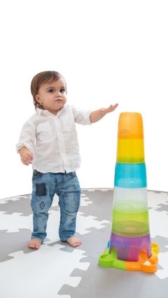 Piso Nórdico Niños Goma Eva Circular Gris Blanco - comprar online
