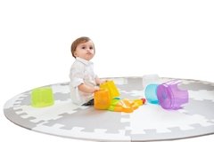 Piso Nórdico Niños Goma Eva Circular Gris Blanco