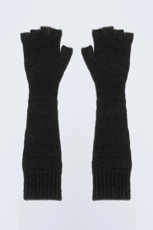 Mitones largos mohair noir
