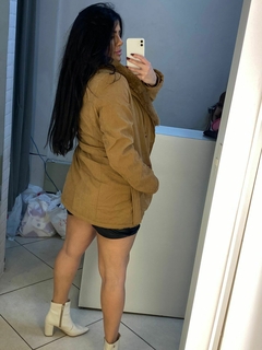 casaco marrom pelugem removível - loja online