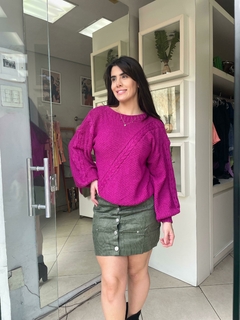 Saia de botões em veludo - loja online