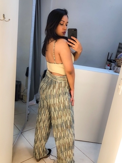 conjunto fundo verde calça pantalona e cropped em courino - Closet's - moda feminina moda blogueira moda balada 