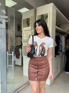 Saia de botões em veludo - comprar online