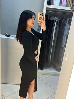 Vestido canelado manga comprida na internet