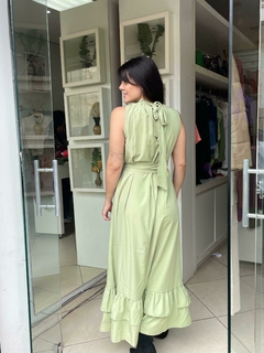 Imagem do Vestido longo verde babado barra