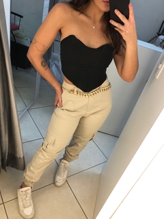 calça jogger bolso cargo caqui na internet