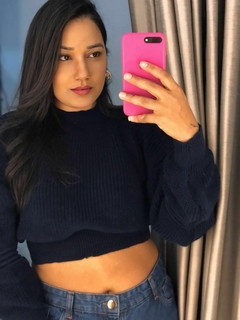 Cropped tricot azul - comprar online