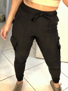 calça jogger cargo preta - loja online