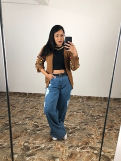 Cardigan marrom detalhes na manga