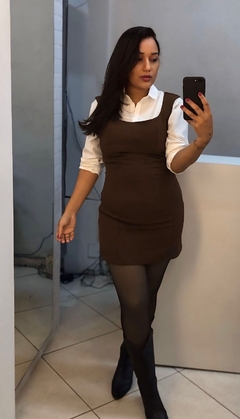 Vestido curto em alfaiataria Marrom - Closet's - moda feminina moda blogueira moda balada 
