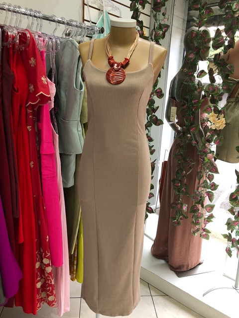 Vestido canelado nude - comprar online