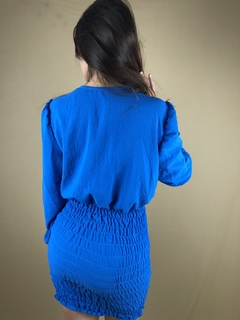 vestido em lastex decote v azul - Closet's - moda feminina moda blogueira moda balada 