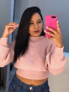 Cropped tricot rosa