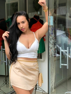 Saia em alfaiataria nude - Closet's - moda feminina moda blogueira moda balada 