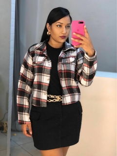 jaqueta camisa flanelada vermelho com preto - comprar online