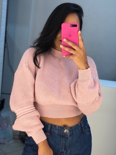 Cropped tricot rosa na internet