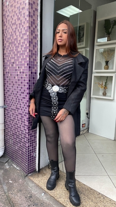 Sobretudo em lã batida preto - comprar online