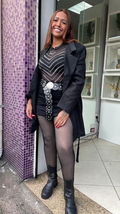 Sobretudo em lã batida preto na internet