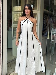 Vestido longo com amarração no pescoço Branco - comprar online