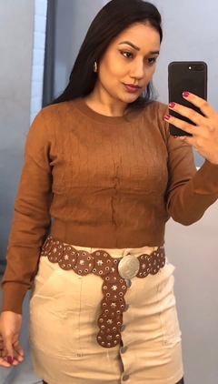 Blusa de tricot modal Marrom na internet