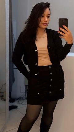 Casaco em tricot com botões em pérolas - Closet's - moda feminina moda blogueira moda balada 