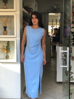 Imagem do Vestido longo em alfaiataria azul