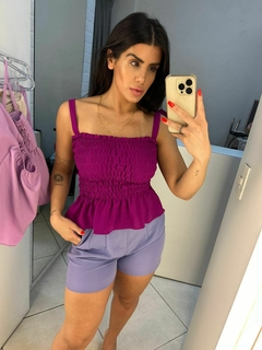 cropped fucsia todo em lastex amarração nas costas - comprar online