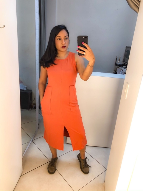 Vestido regata telha