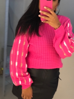 Tricot pink detalhes na manga - comprar online