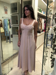 Vestido mídi em alfaiataria com bojo Nude - comprar online
