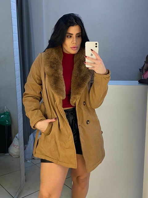 casaco marrom pelugem removível