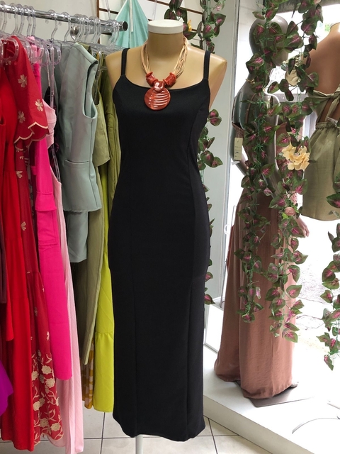 Vestido canelado preto