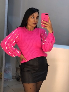 Tricot pink detalhes na manga na internet