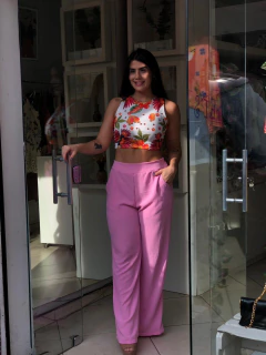 Calça pantalona duna rosa