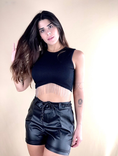 Short de couro preto - comprar online