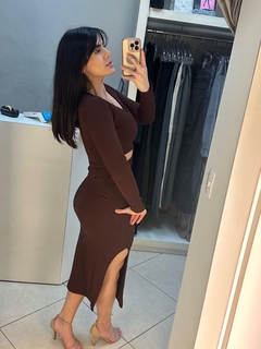 Vestido canelado manga comprida - Closet's - moda feminina moda blogueira moda balada 