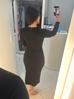 Vestido canelado manga comprida - Closet's - moda feminina moda blogueira moda balada 