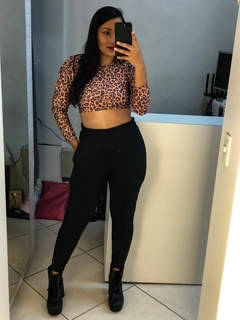 Calça preta em moleton com bolso - Closet's - moda feminina moda blogueira moda balada 
