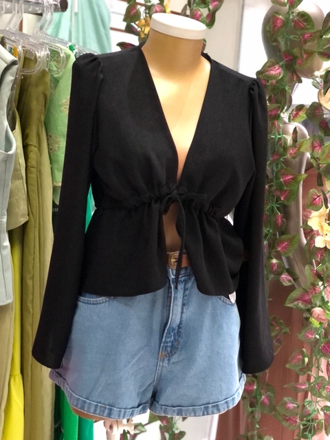 bata manga comprida preta - comprar online